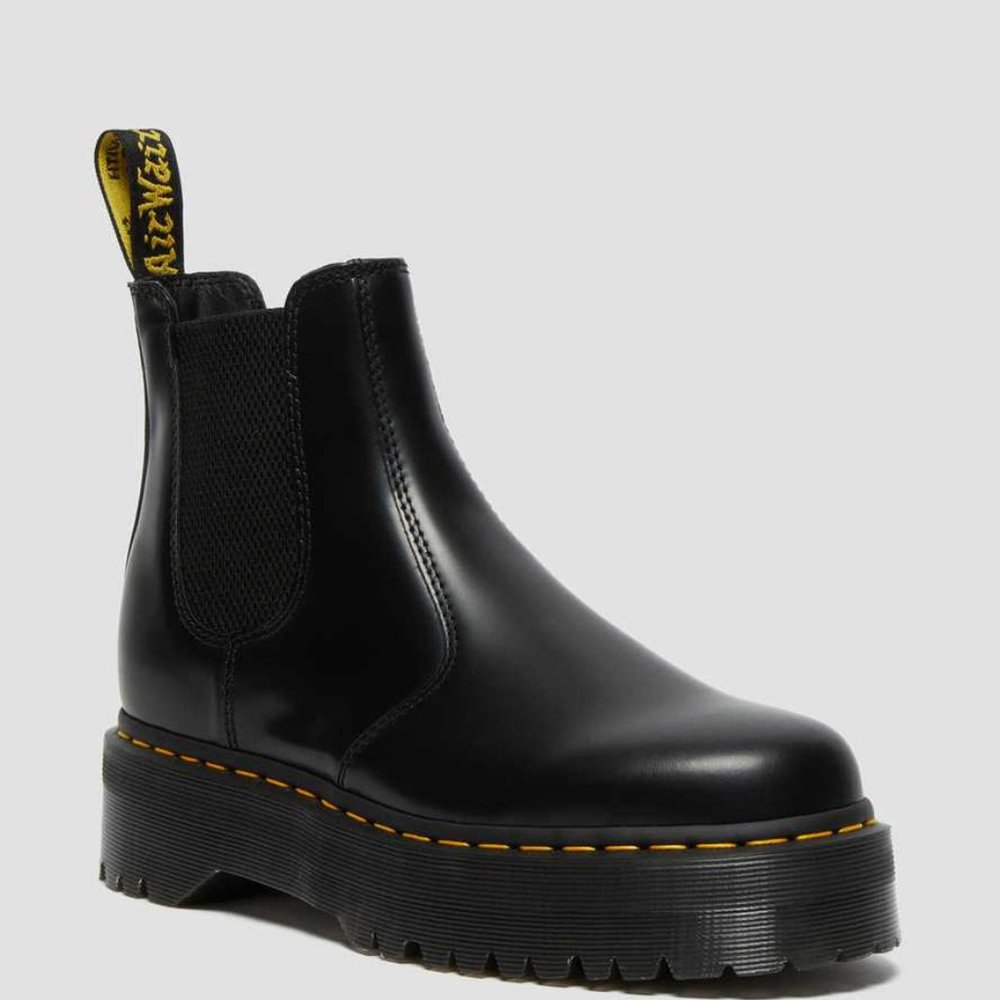 Dr. Martens, Womens's size 6, Black, 2976 Polished Smooth Platform Chelsea Boots